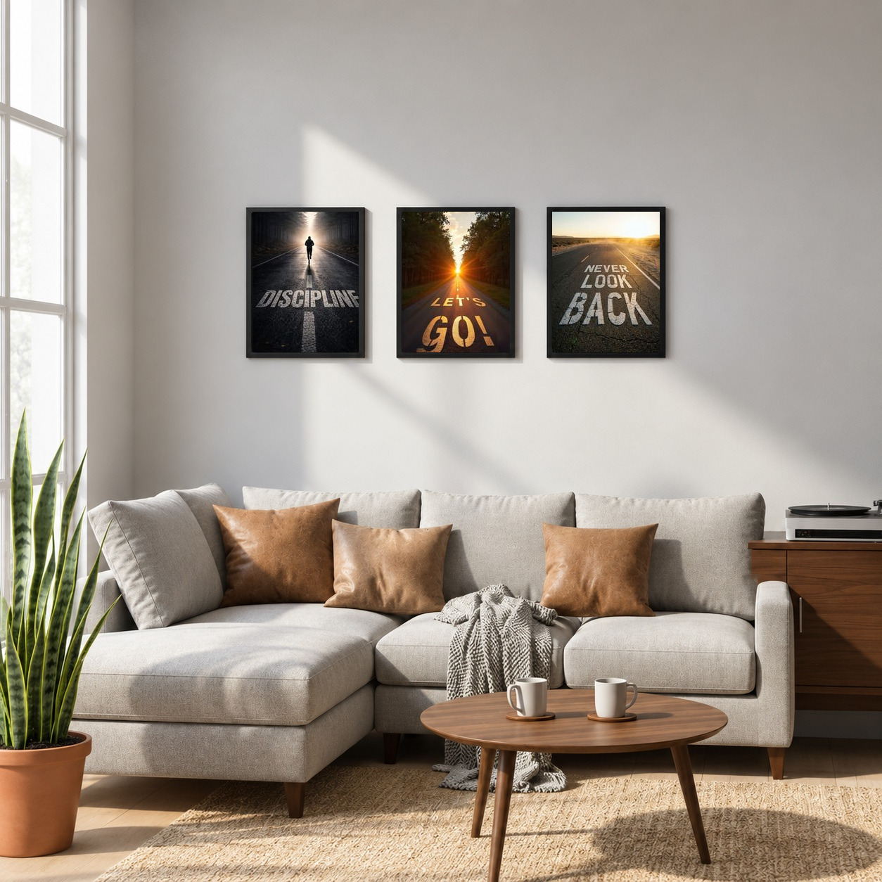 ThePrintSmith Store Road Framed Wall Art - Set of 3 Posters for Living Room, Bedroom and Office Decor, A4 Size 21 x 30 cm (8.3 x 11.7 inch), 300 GSM Matte, Ready to Hang