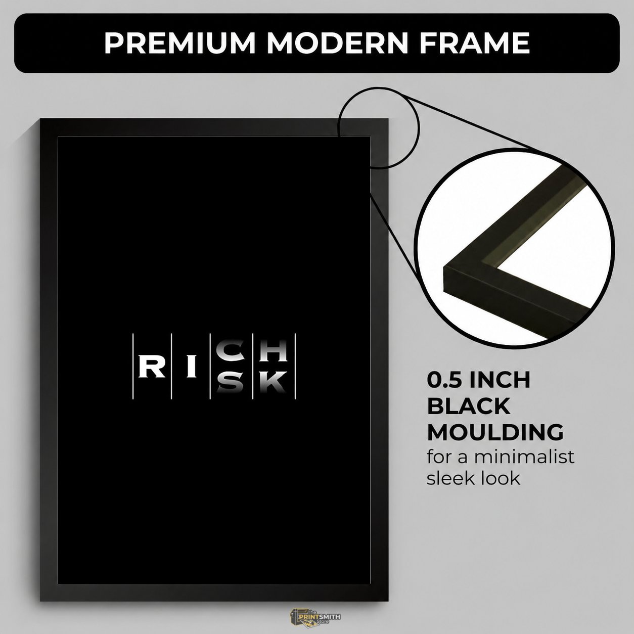Rich Risk Typography Frame — Framed Print view 2