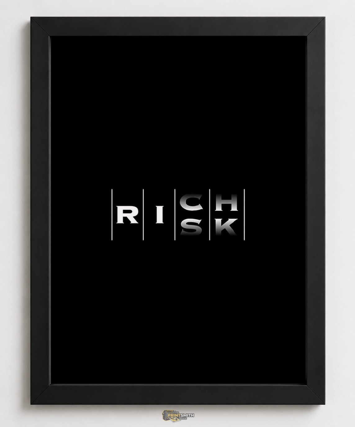 Rich Risk Typography Frame — Framed Print view 3