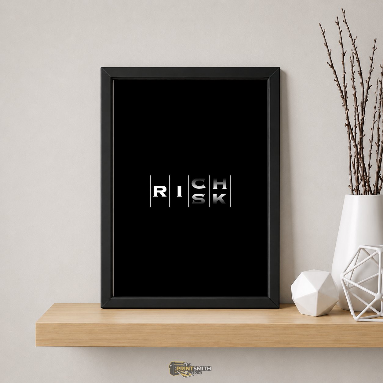 Rich Risk Typography Frame — Framed Print