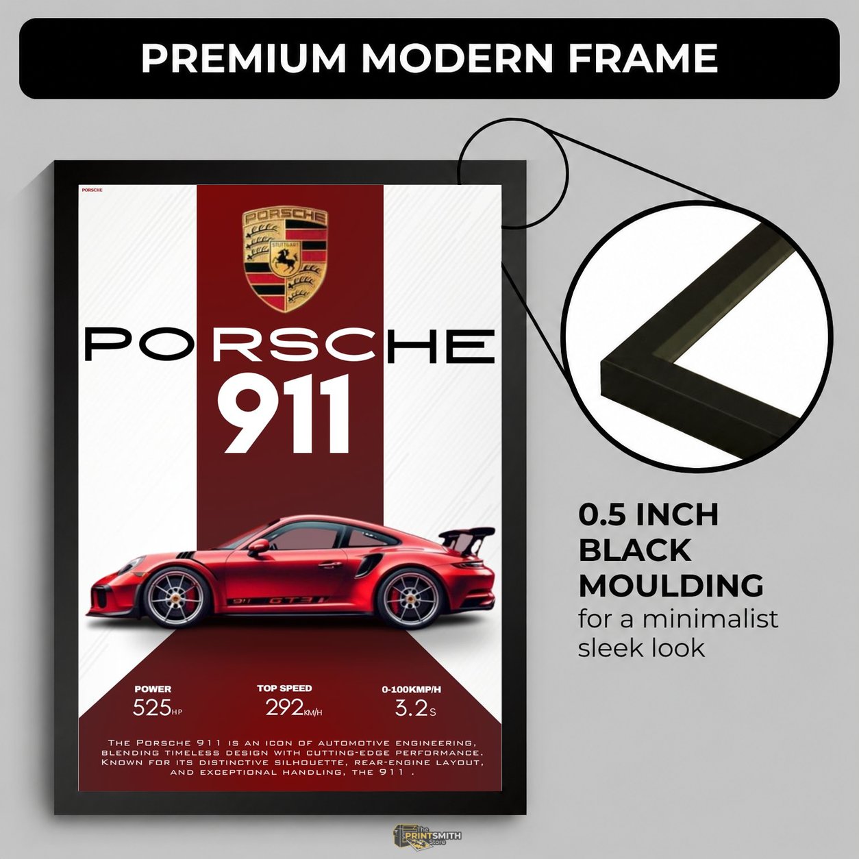 Porsche 911 Sports Car — Framed Print view 2