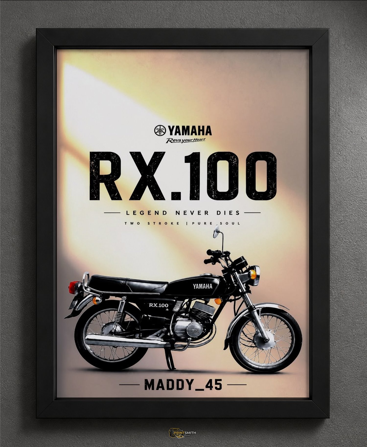Yamaha RX100 Legend Bike Frame — Framed Print view 1