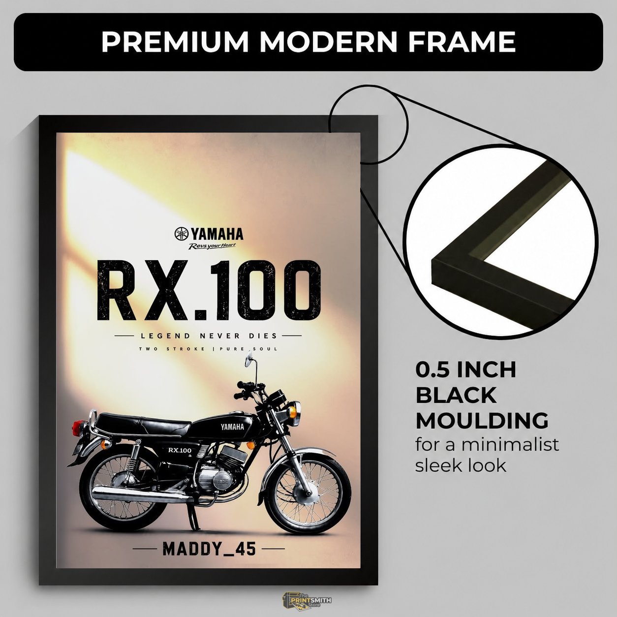 Yamaha RX100 Legend Bike Frame — Framed Print view 2
