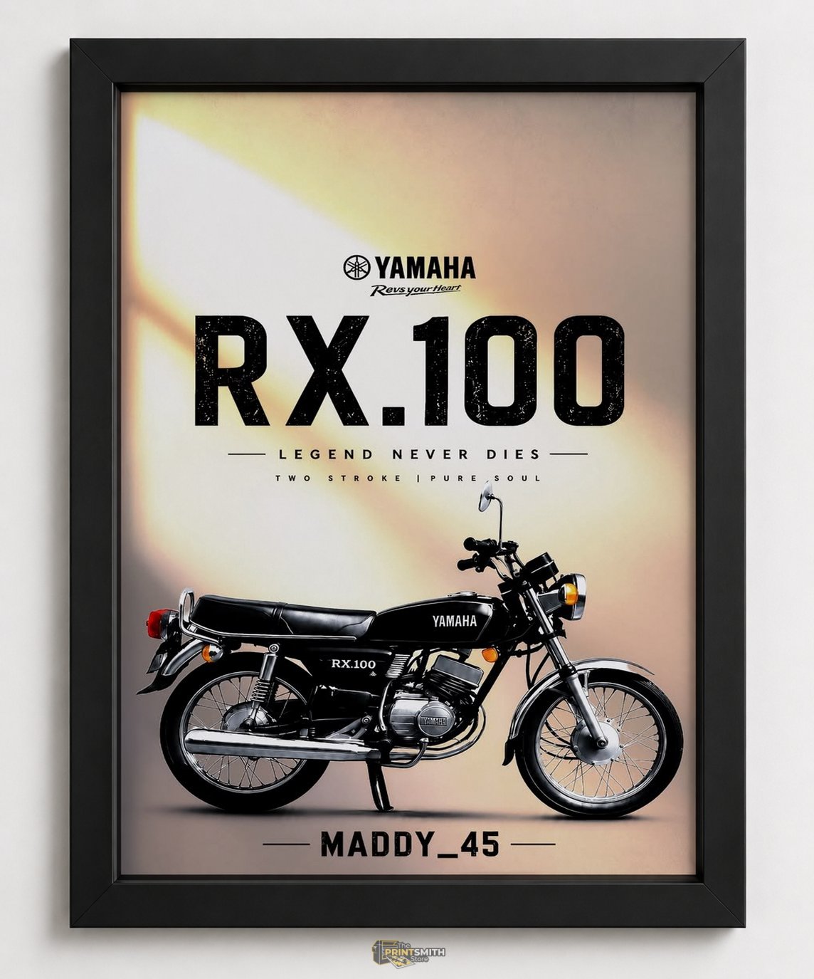 Yamaha RX100 Legend Bike Frame — Framed Print view 3