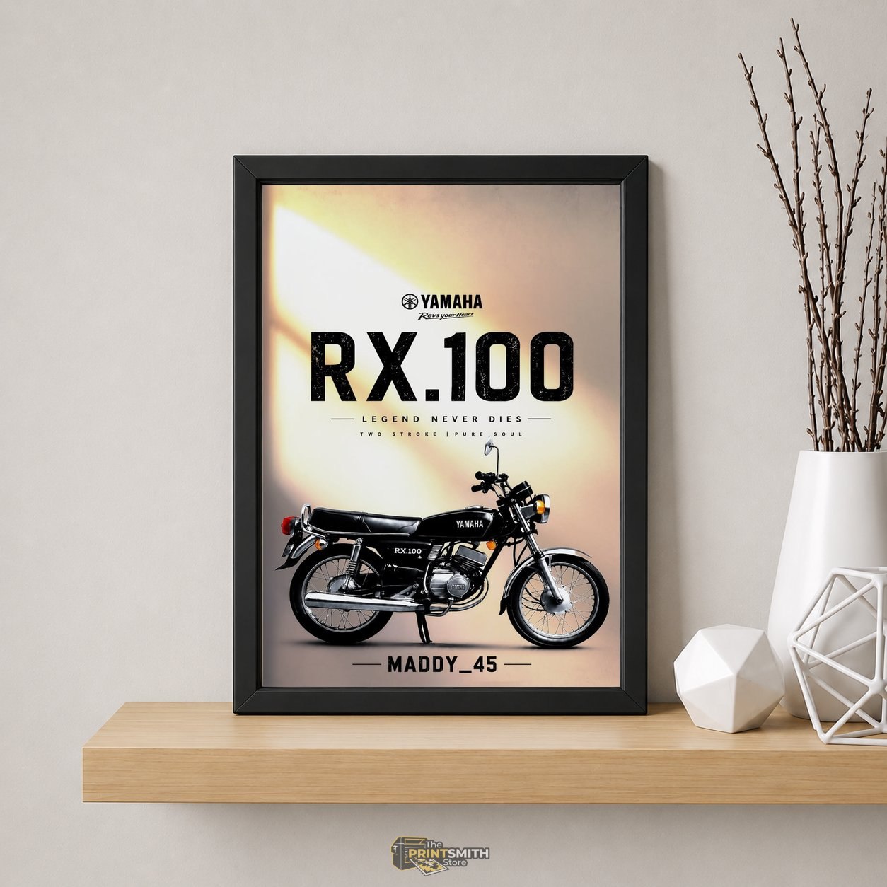 Yamaha RX100 Legend Bike Frame — Framed Print