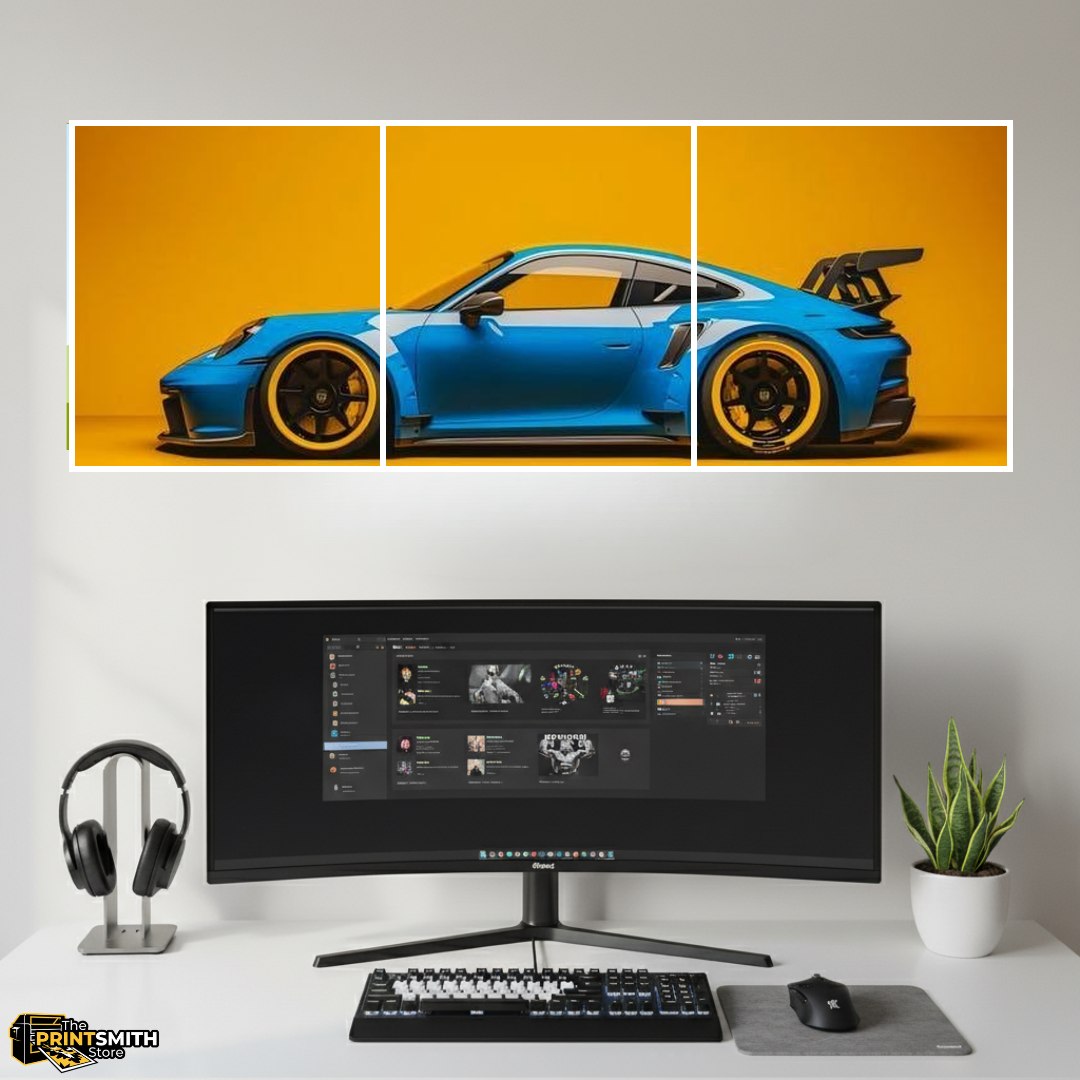 Blue Porsche on Orange view 2