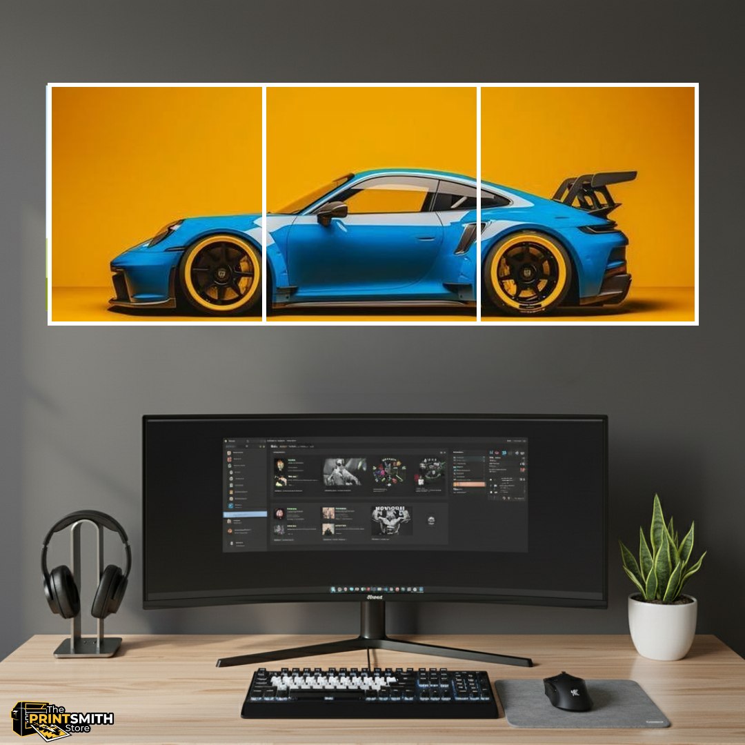 Blue Porsche on Orange view 4