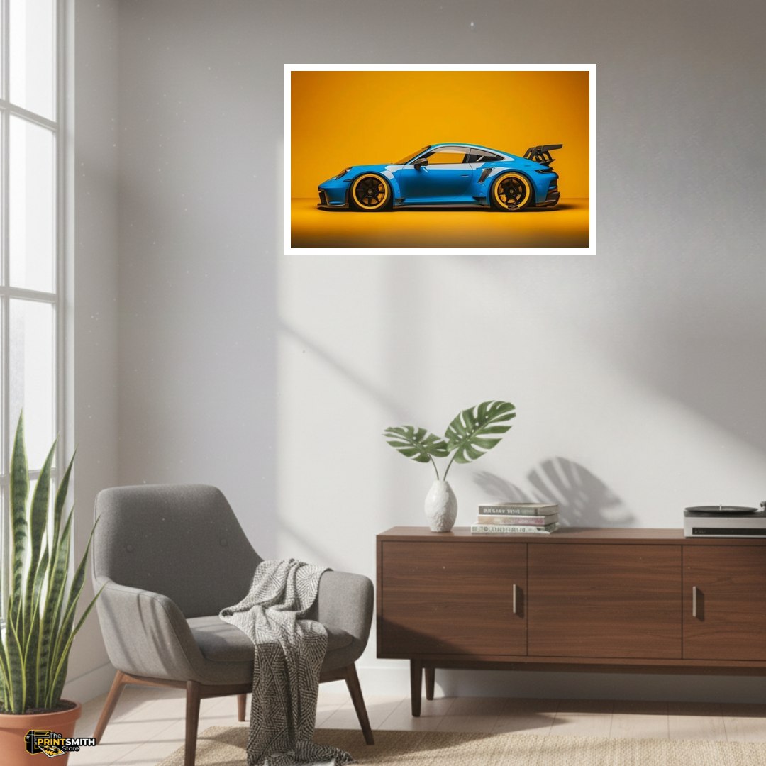Blue Porsche on Orange — 3-Piece Set view 2