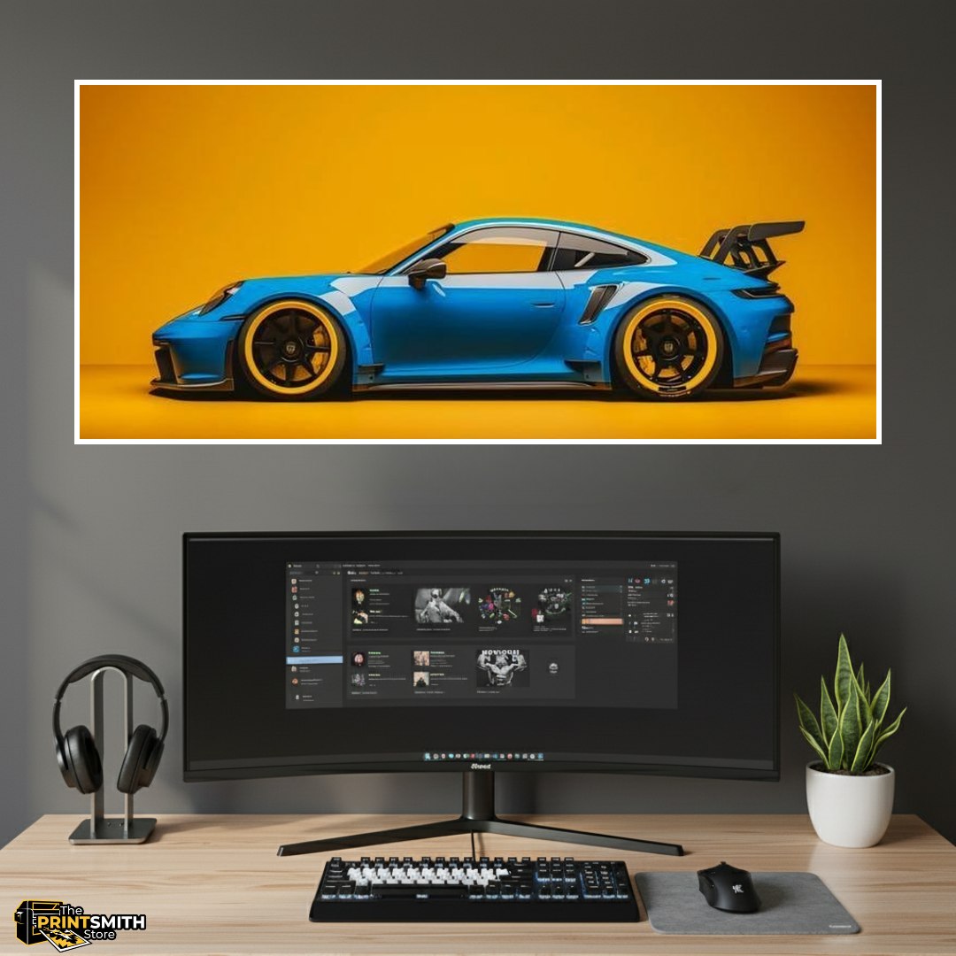 Blue Porsche on Orange view 5