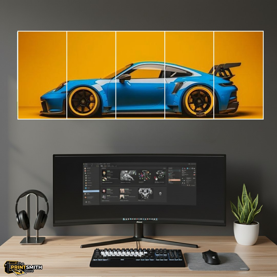 Blue Porsche on Orange — 5-Piece Set