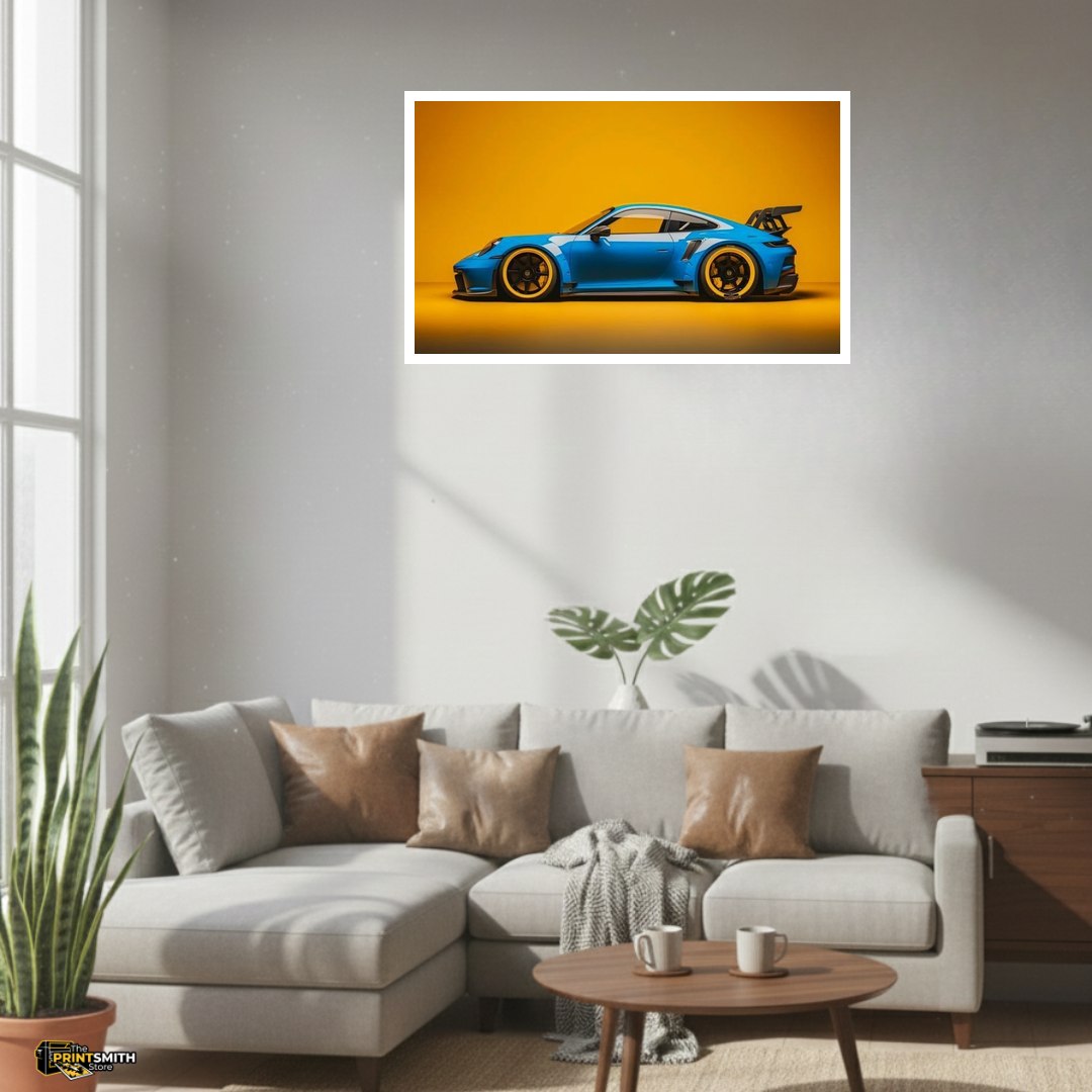 Blue Porsche on Orange view 7