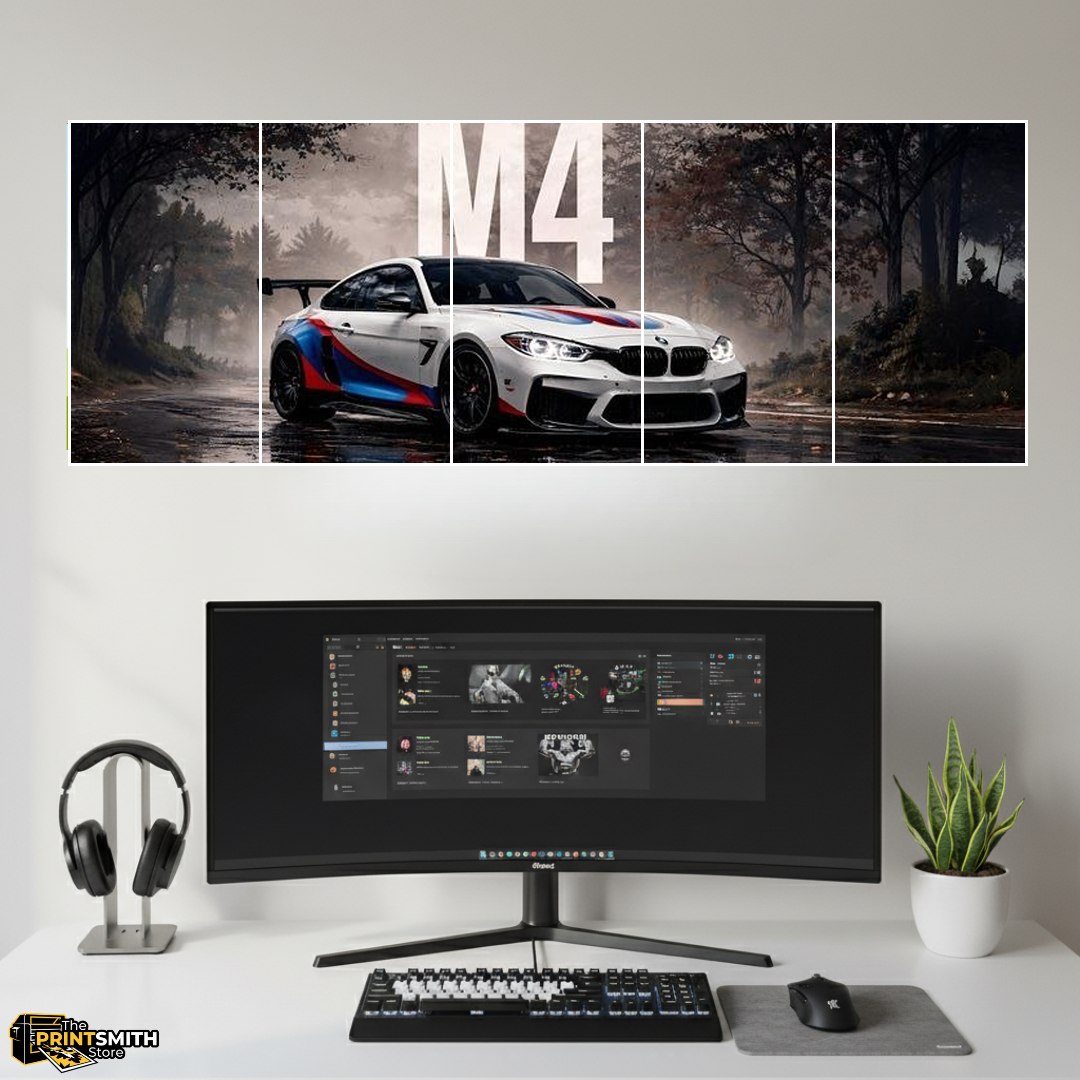 BMW M4 on a rainy road view 3