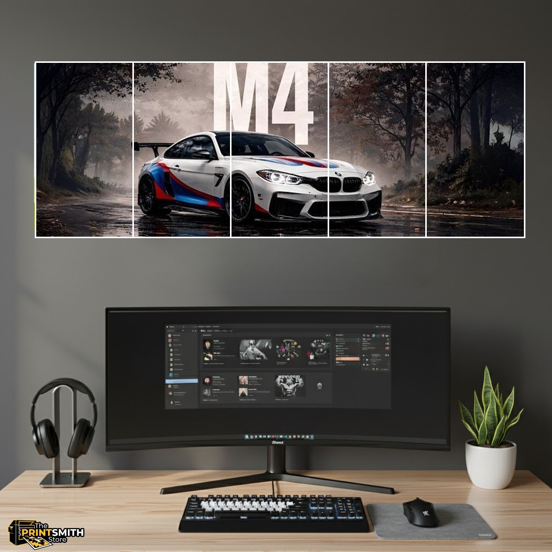 BMW M4 on a rainy road view 6