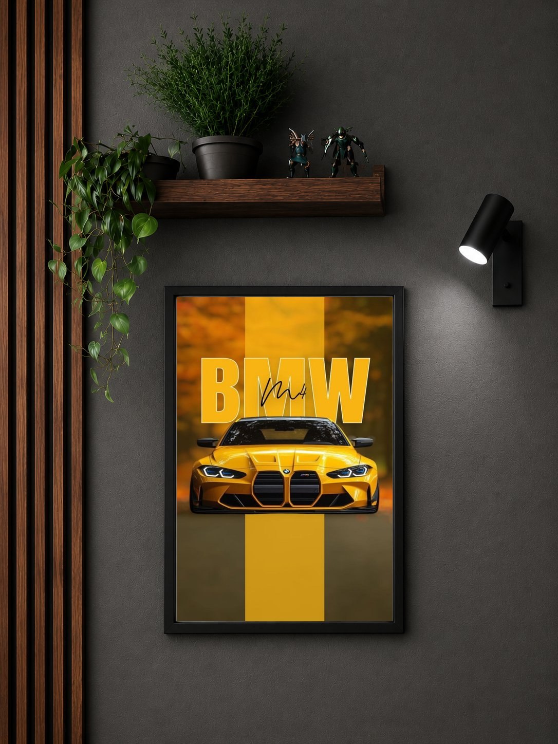 Golden BMW M4 Sports Car — Framed Print view 5