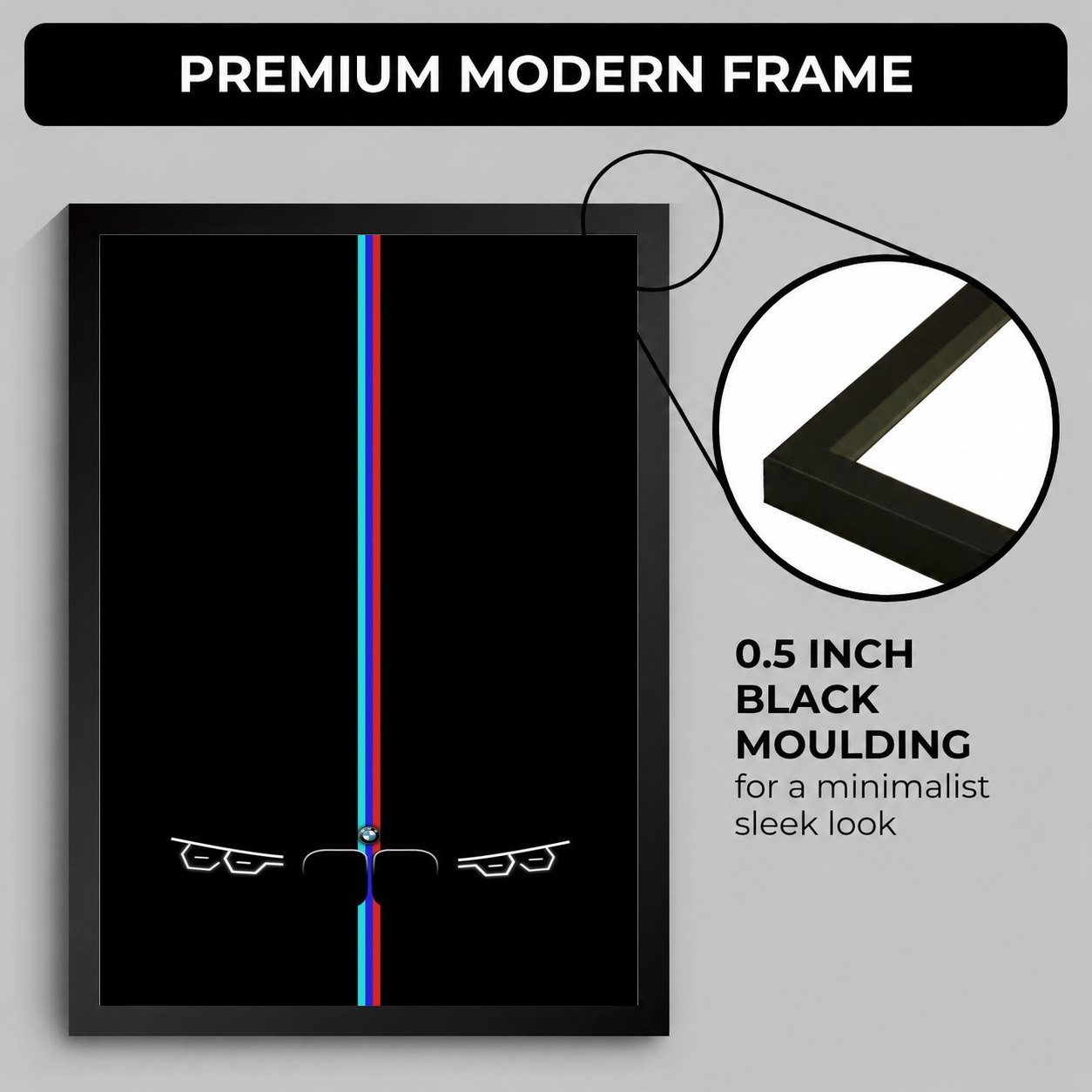 BMW Car Headlights Frame — Framed Print view 1
