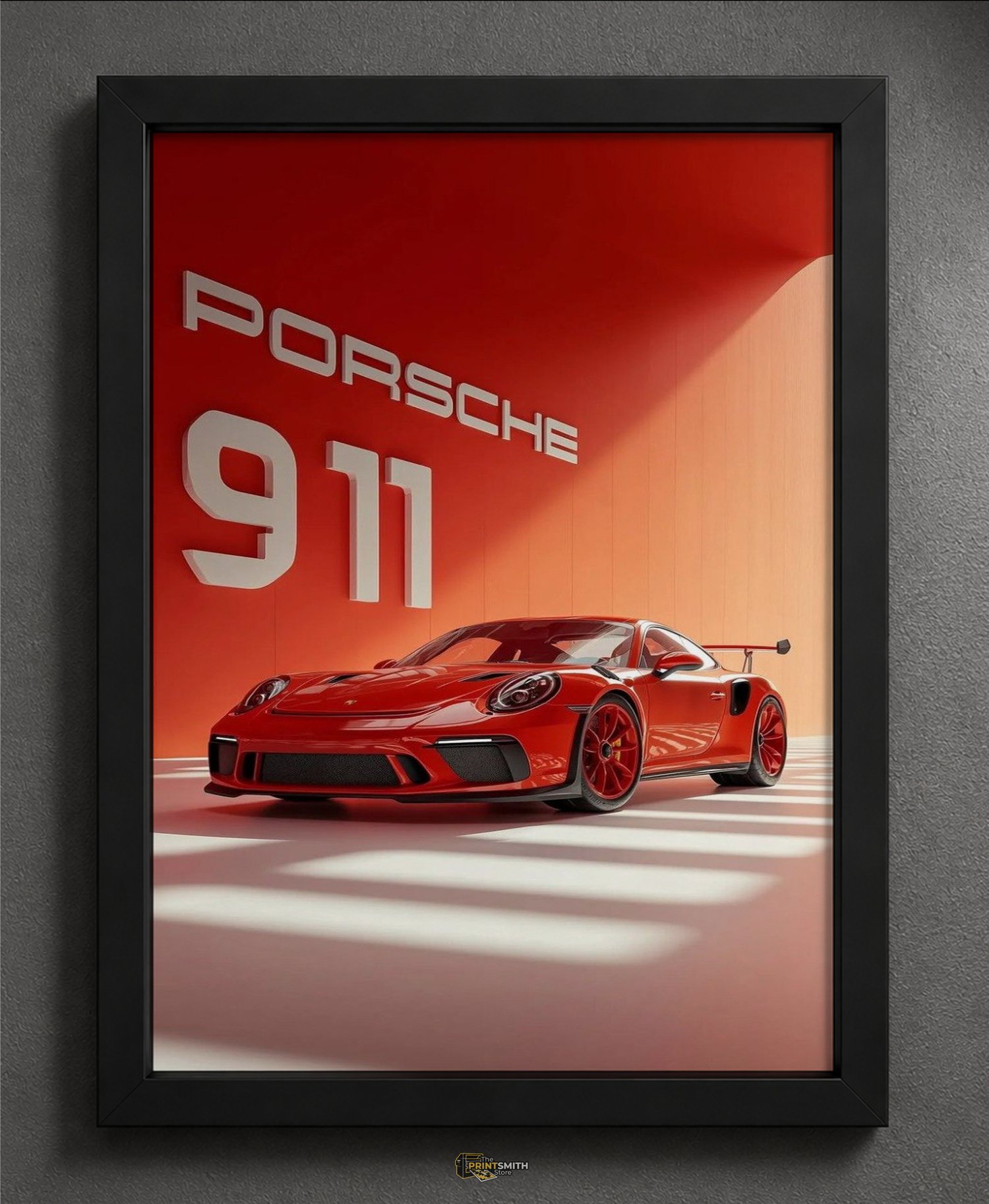 Red Porsche 911 Sports Car Frame — Framed Print view 1