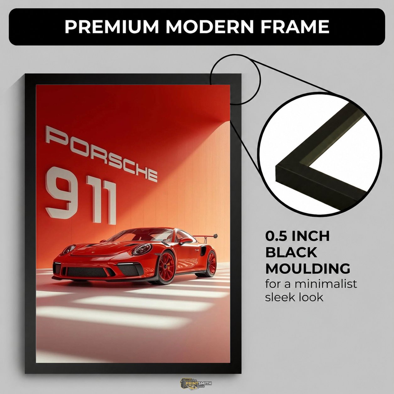 Red Porsche 911 Sports Car Frame — Framed Print view 3