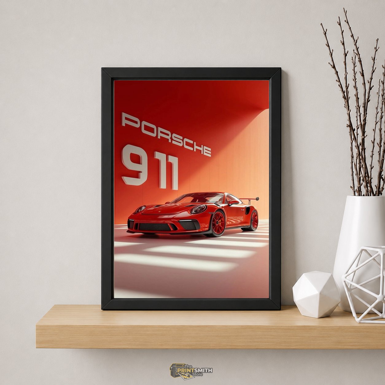 Red Porsche 911 Sports Car Frame — Framed Print