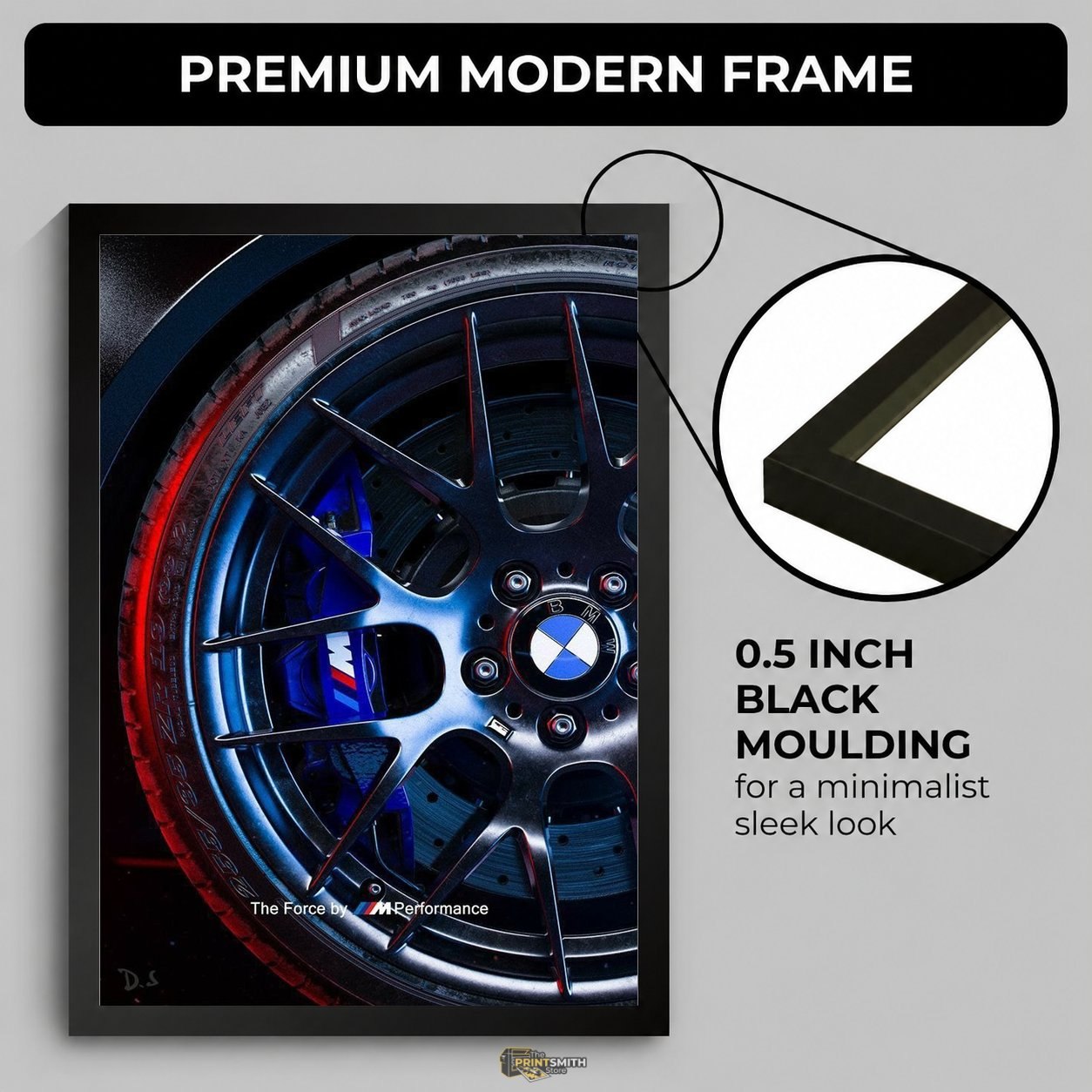 BMW M Performance Wheel Closeup - The Force — Framed Print view 4