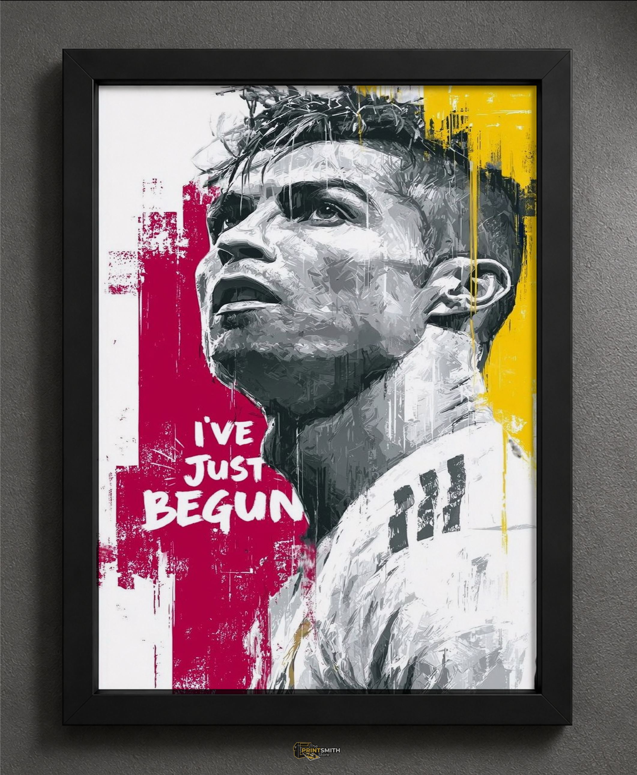 Inspiring Soccer Star T-Shirt — Framed Print view 2
