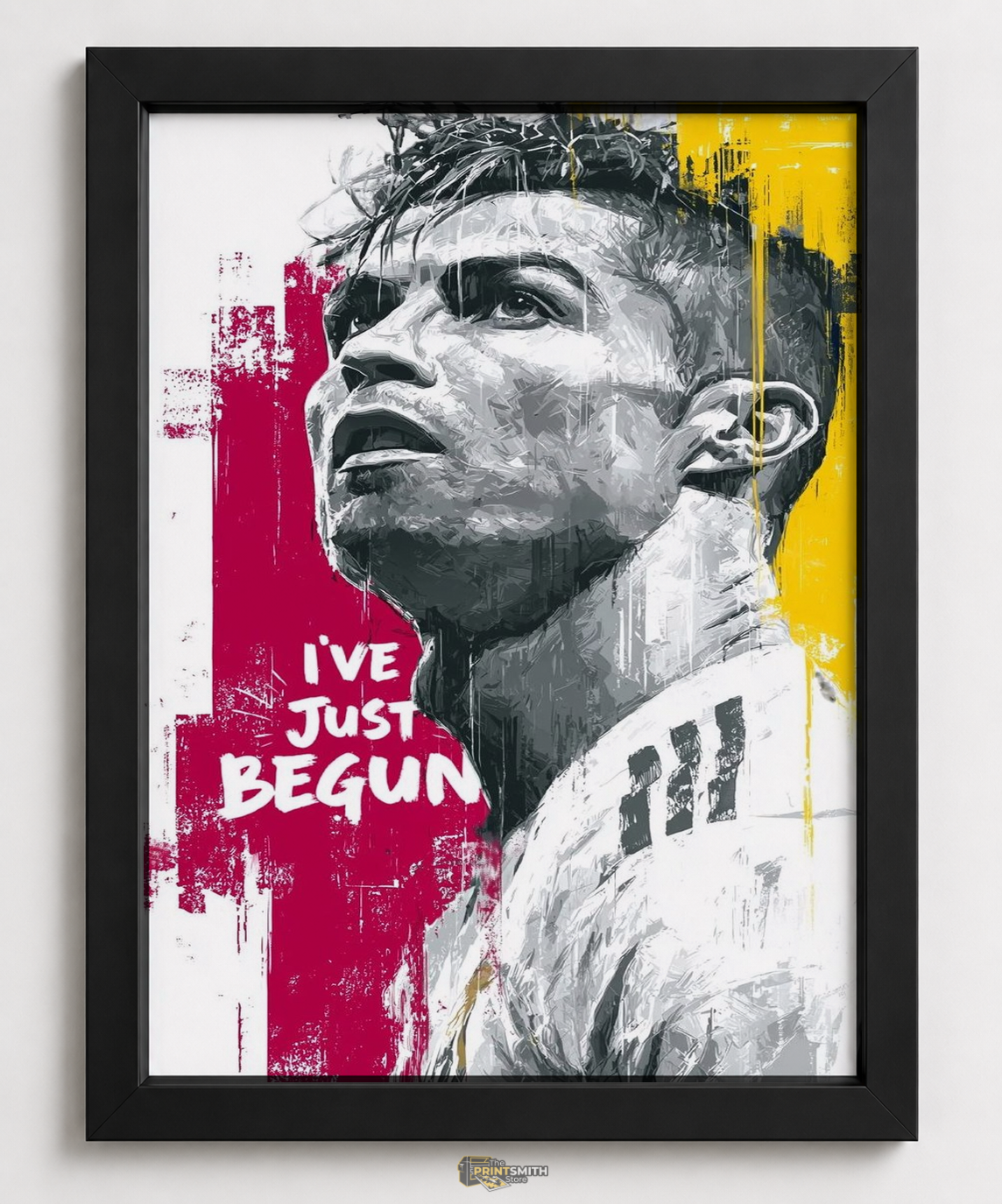 Inspiring Soccer Star T-Shirt — Framed Print