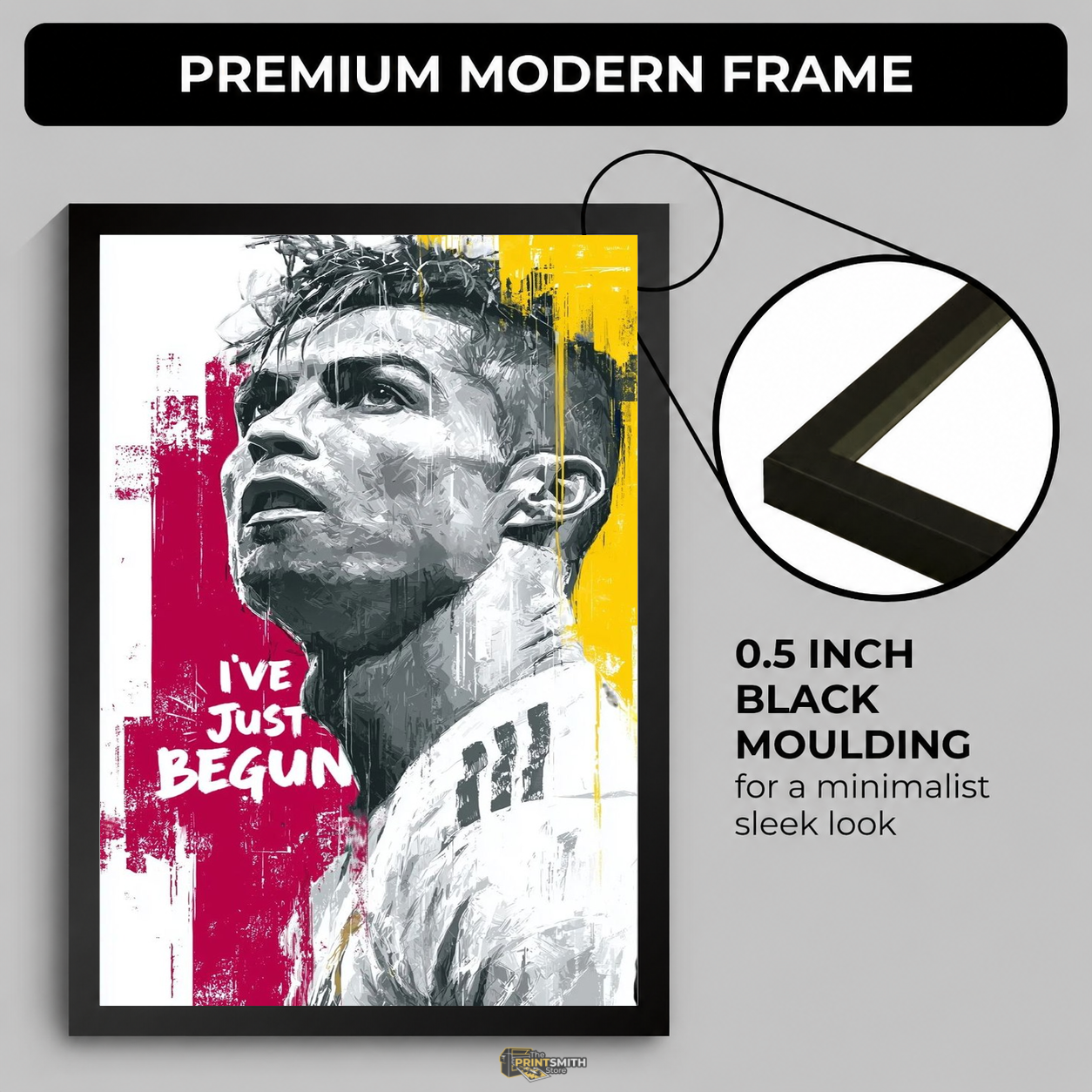 Inspiring Soccer Star T-Shirt — Framed Print view 4