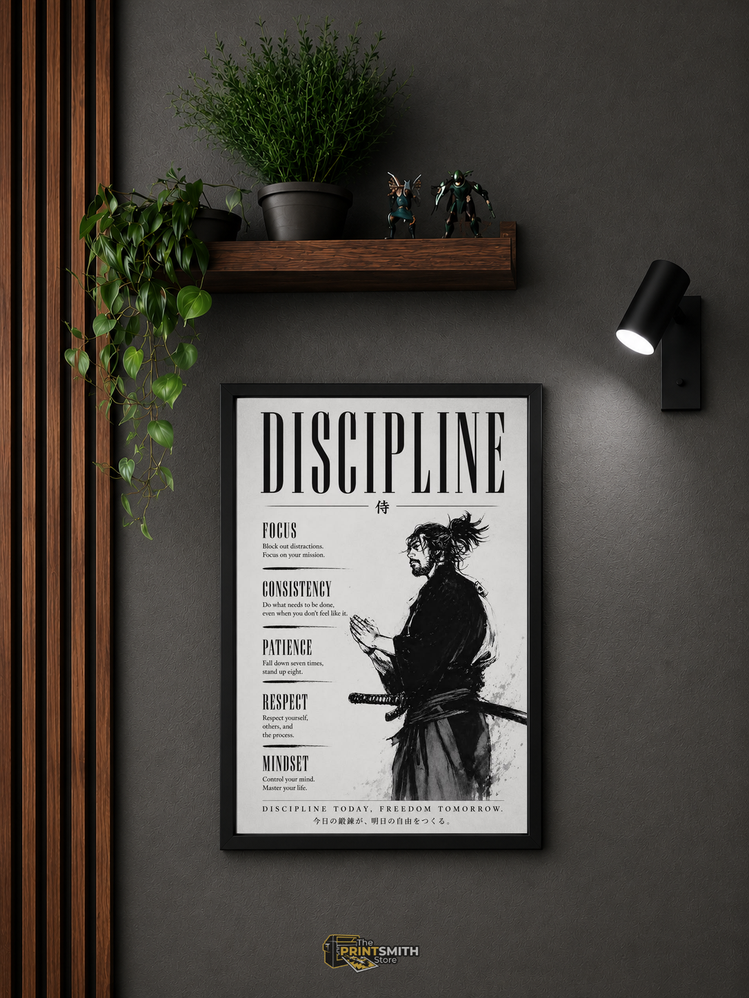 Samurai Discipline Motivational Frame — Framed Print view 3