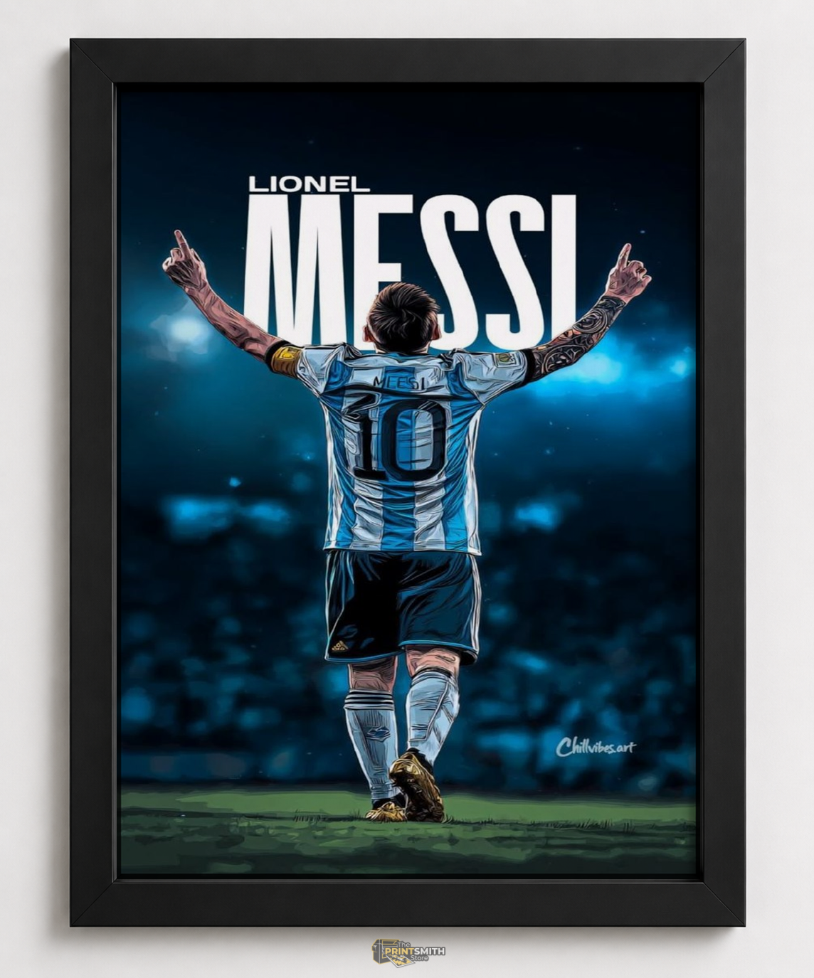 Lionel Messi T-Shirt — Framed Print