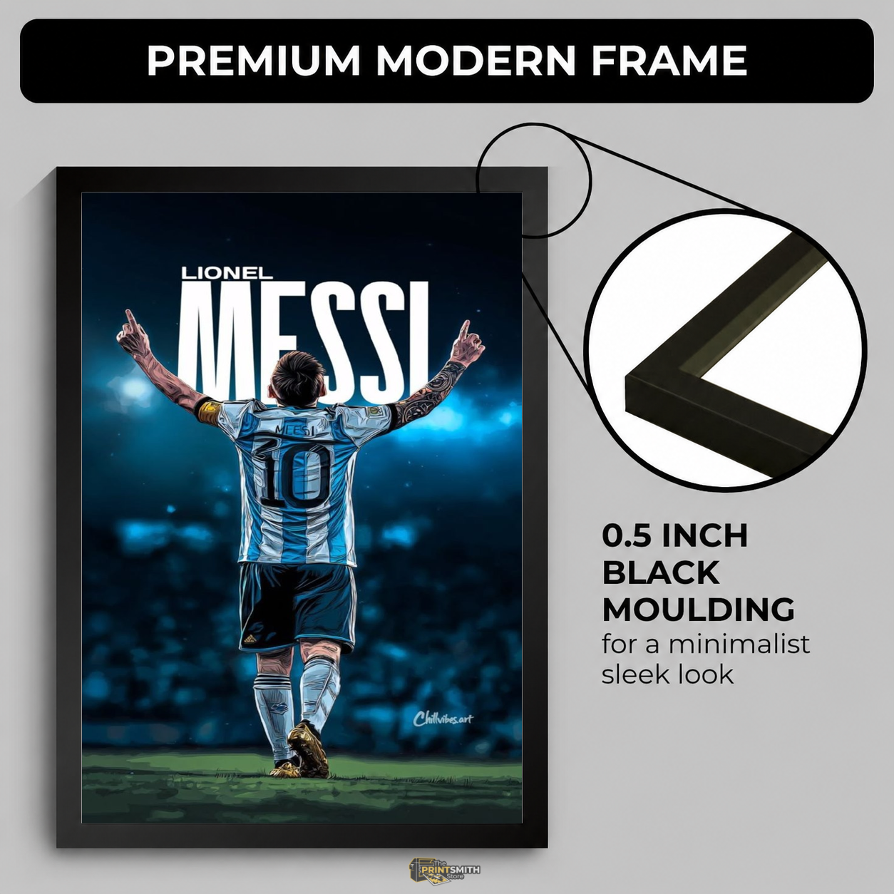 Lionel Messi T-Shirt — Framed Print view 4
