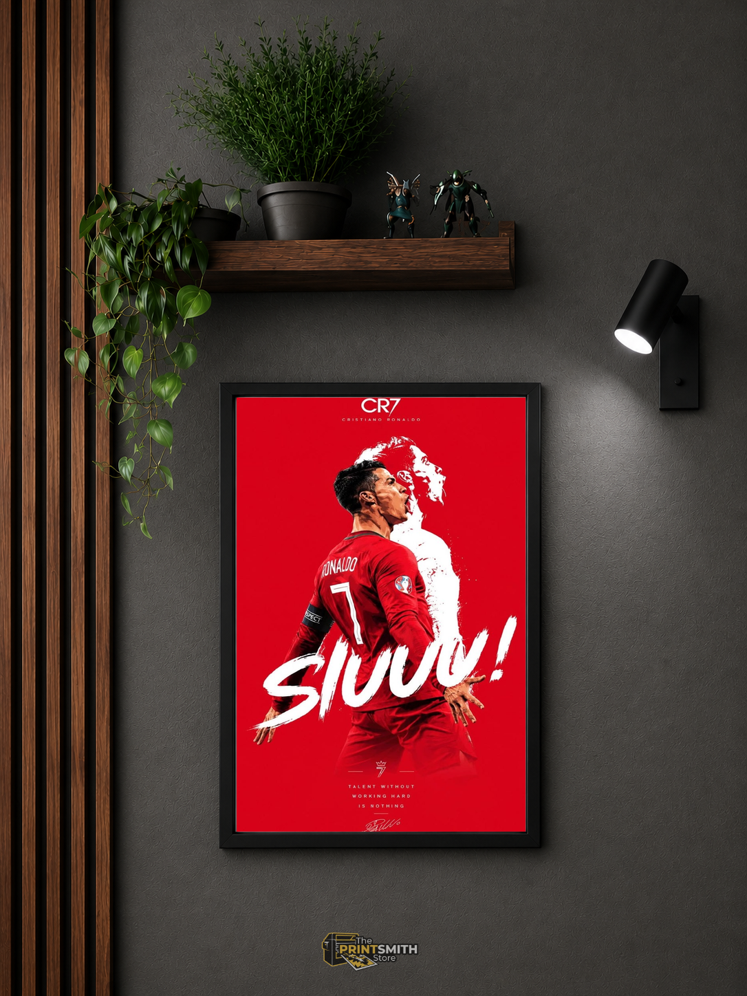 Cristiano Ronaldo Siuuu T-Shirt — Framed Print view 3