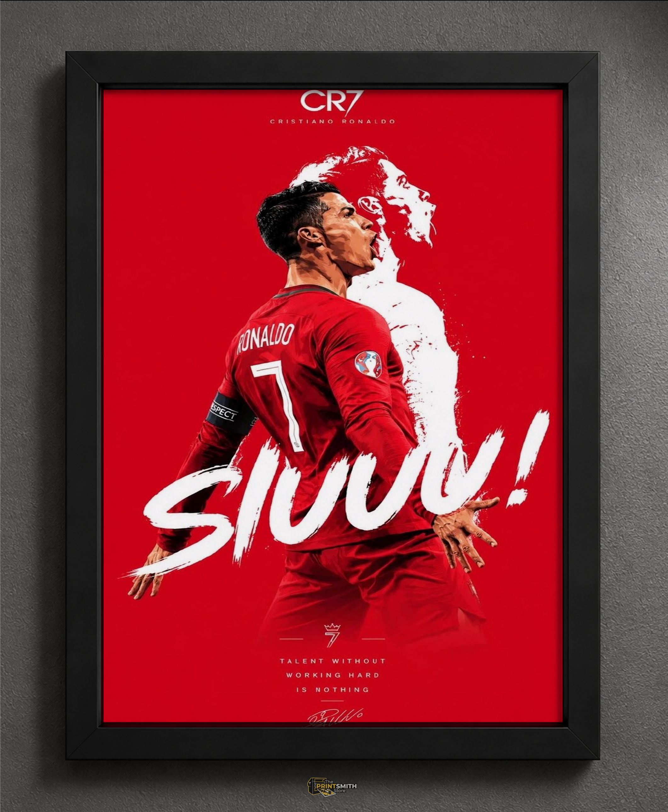 Cristiano Ronaldo Siuuu T-Shirt — Framed Print view 2