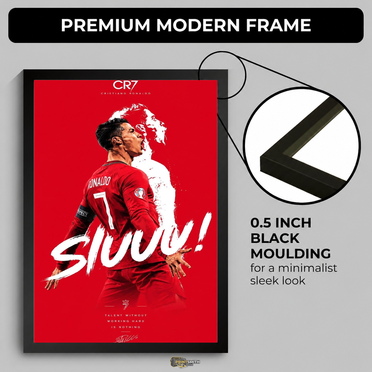 Cristiano Ronaldo Siuuu T-Shirt — Framed Print view 4