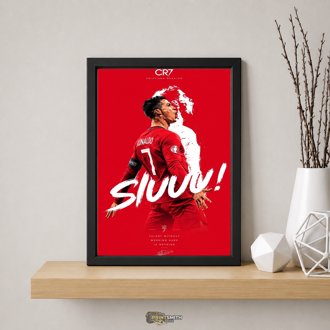 Cristiano Ronaldo Siuuu T-Shirt — Framed Print view 5
