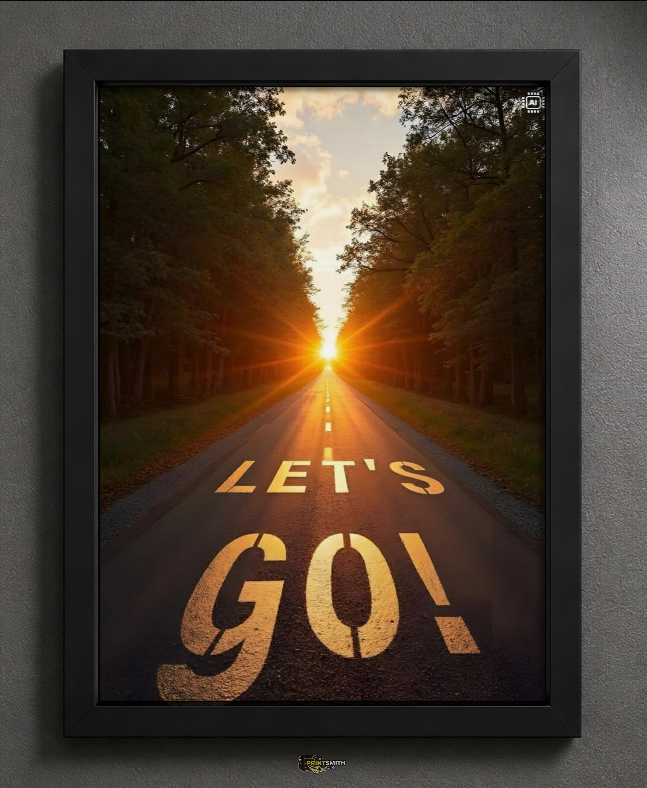Let's Go! Sunset Road Frame — Framed Print view 2