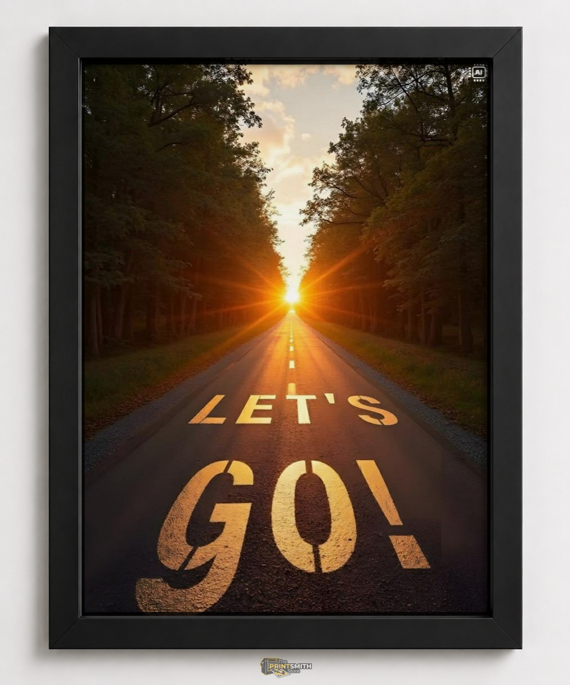 Let's Go! Sunset Road Frame — Framed Print