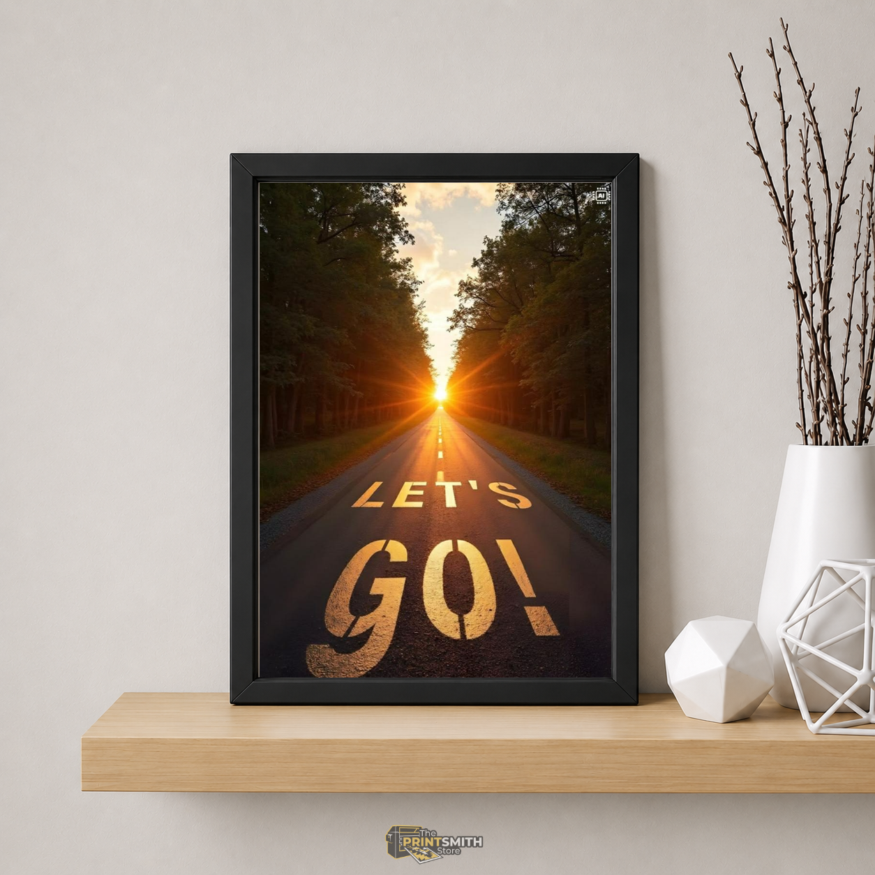 Let's Go! Sunset Road Frame — Framed Print view 5