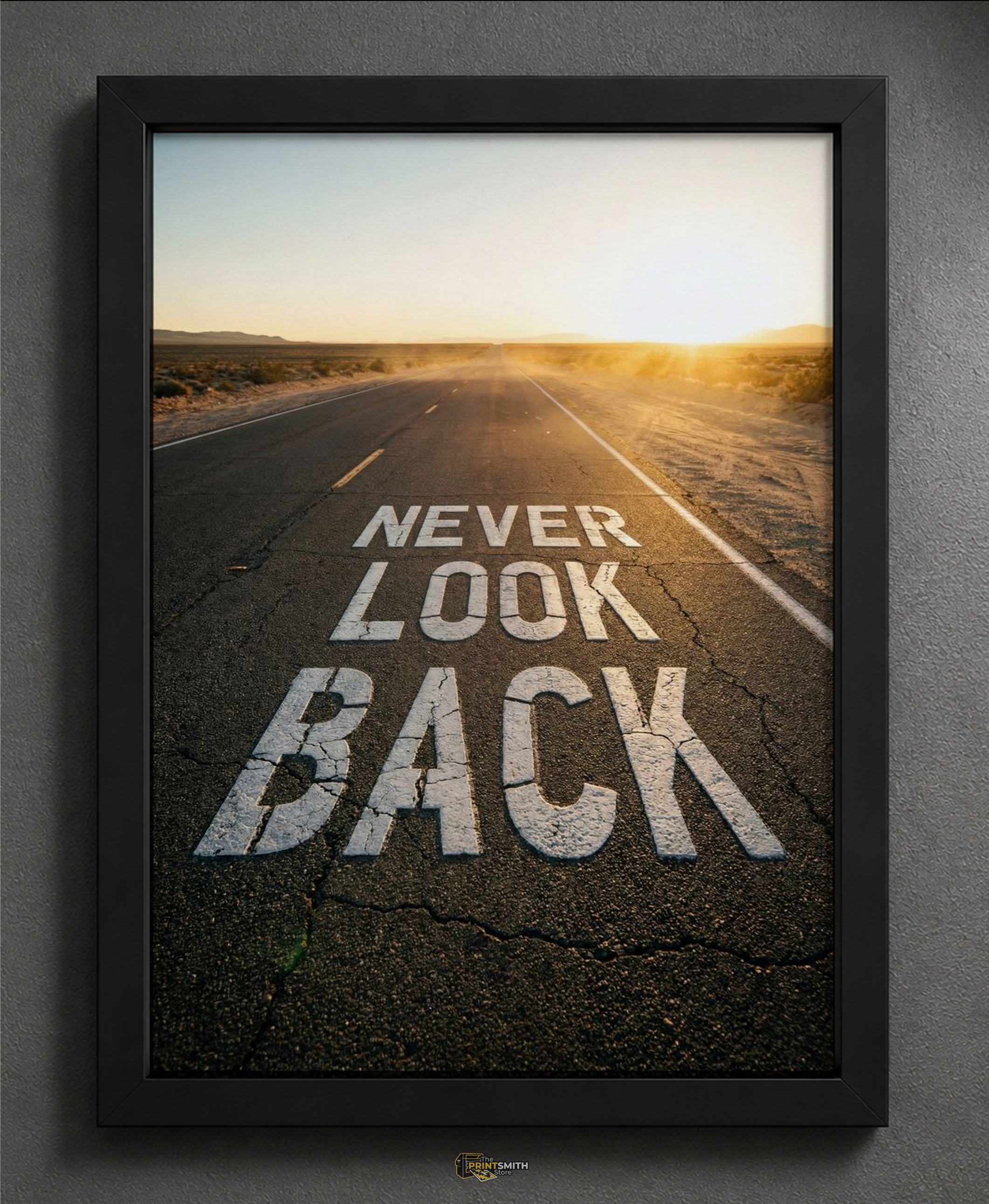 Never Look Back Desert Road Frame — Framed Print view 2