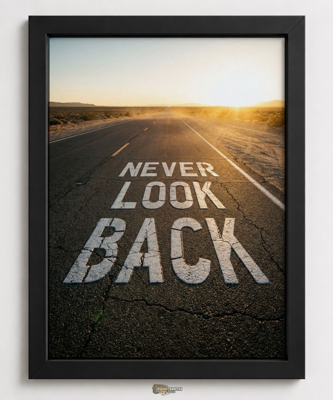 Never Look Back Desert Road Frame — Framed Print