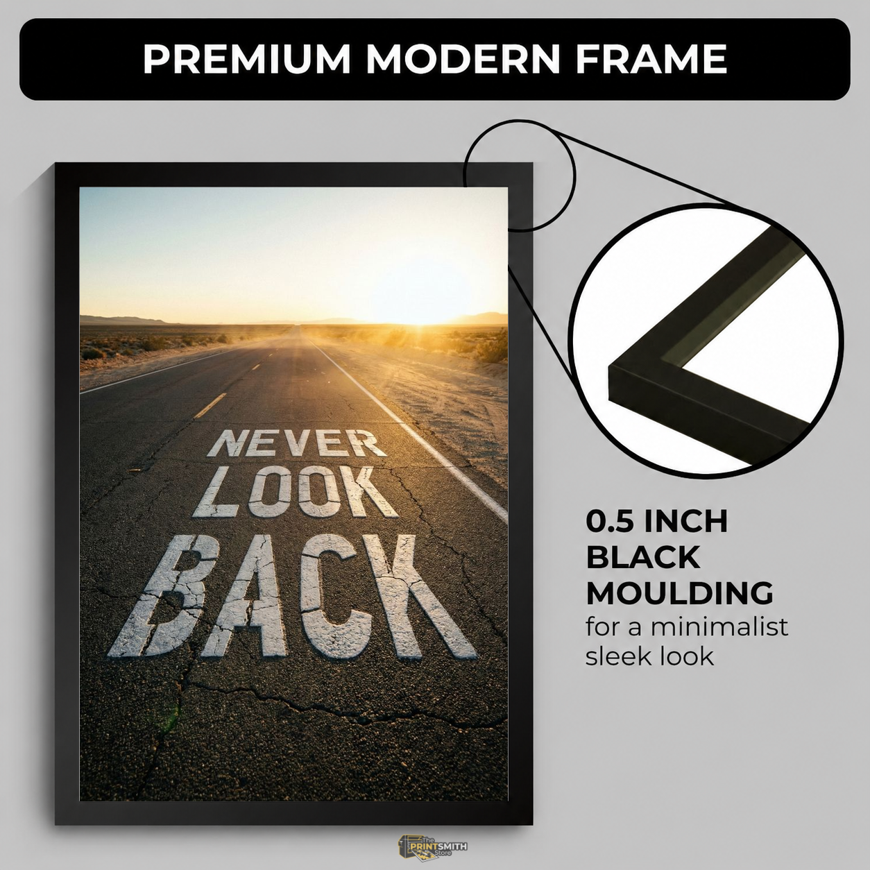 Never Look Back Desert Road Frame — Framed Print view 4