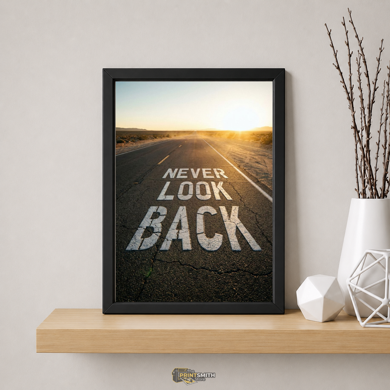 Never Look Back Desert Road Frame — Framed Print view 5