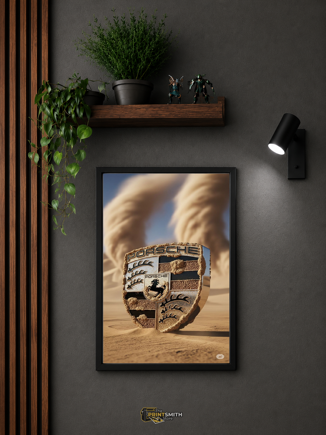 Porsche Desert Storm Emblem Frame — Framed Print view 3