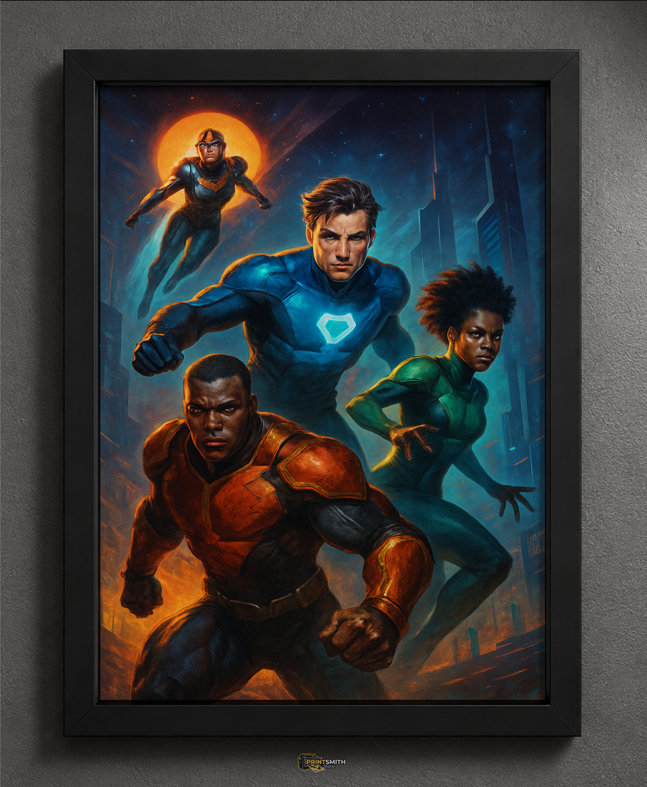 Superhero Squad T-Shirt — Framed Print view 2