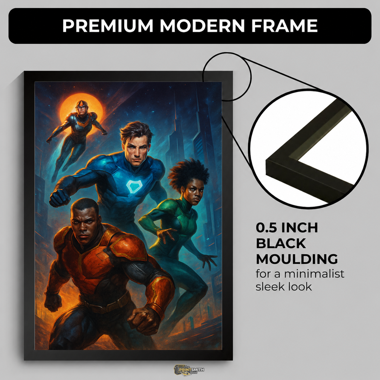 Superhero Squad T-Shirt — Framed Print view 4