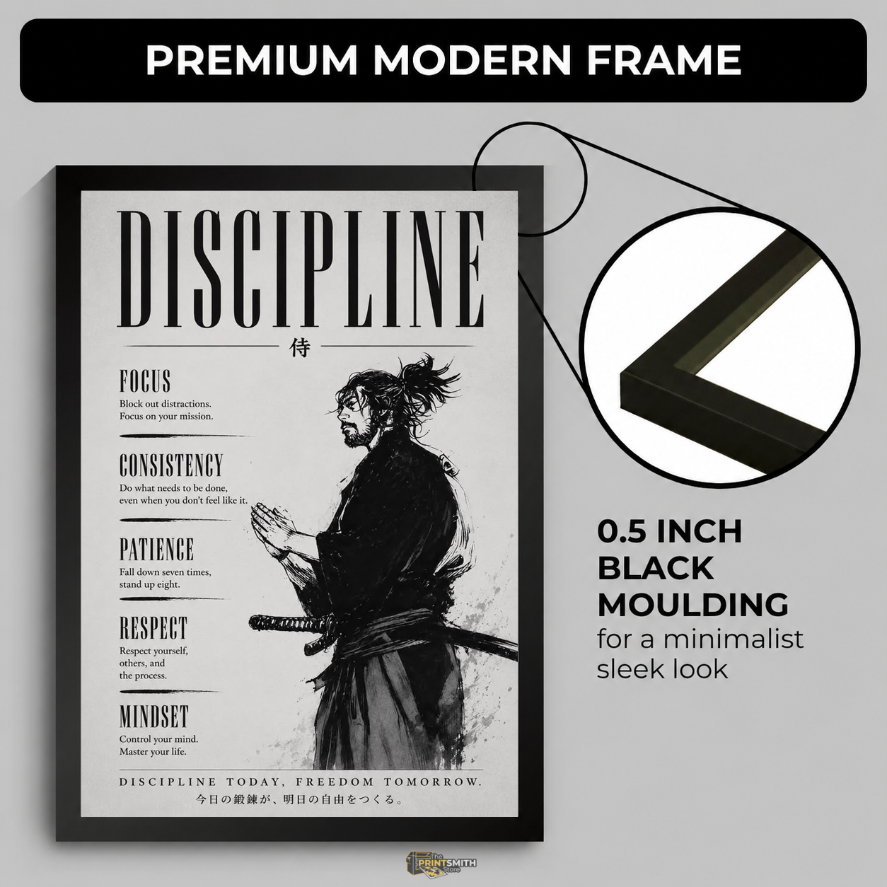 Discipline Samurai Wall Art Print — Framed Print view 4