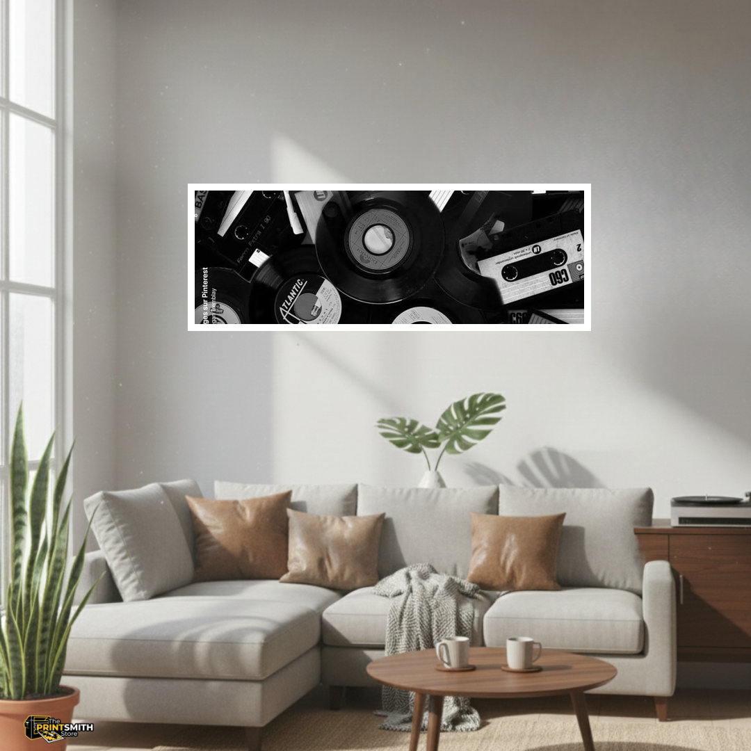 Retro Vinyl And Cassette Collage view 2