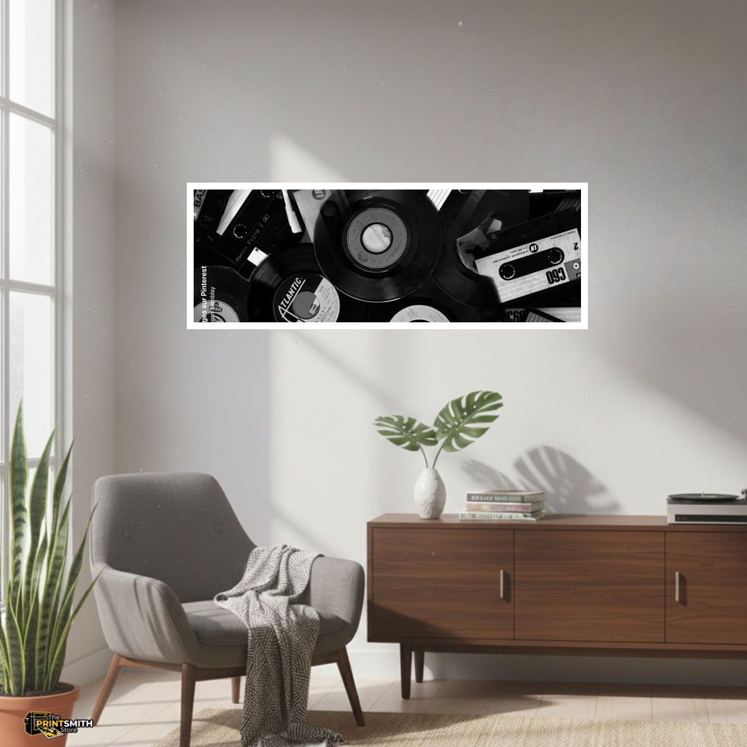 Retro Vinyl And Cassette Collage
