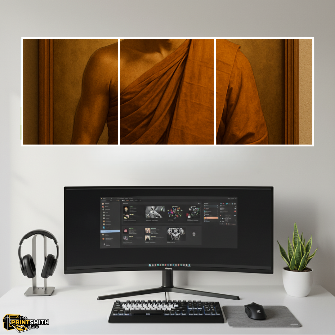 Serene Monk Portrait — 3-Piece Set